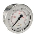 Noshok Pressure Gauge, 2.5" 304SS Case, Copper Alloy Internals, 60 psi/kg/cm2, 1/4 NPT Male Bottom Conn, Glycerin Filled 25-901-60-psi/kg/cm2